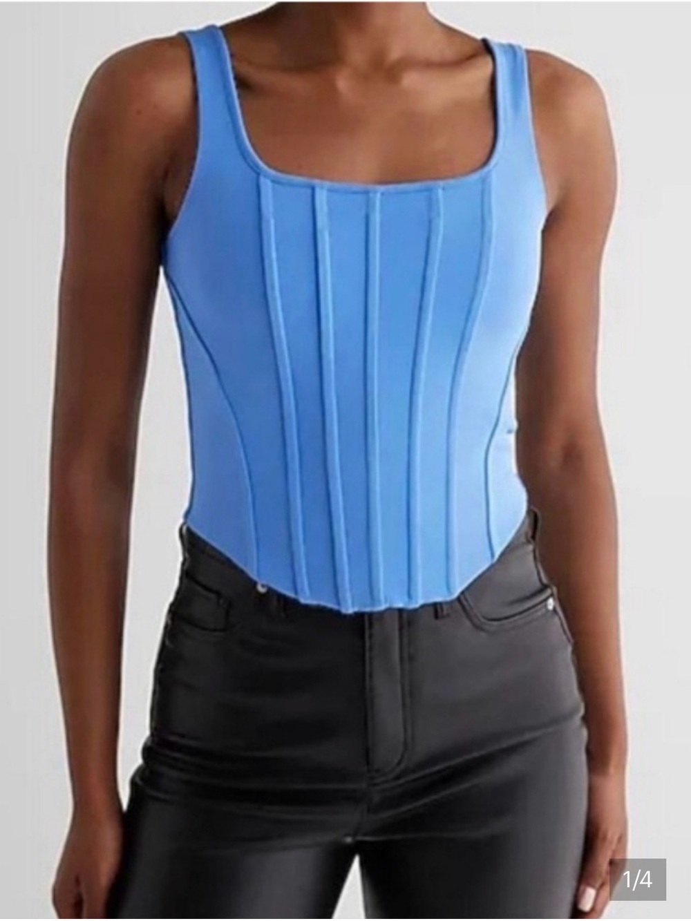 Express Women's Body Contour Light Blue Sculpted Corset Style Tank - Medium